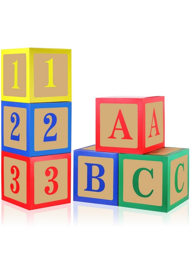 Zhanmai Zhanmai 6 PCS ABC and 123 Balloon Boxes - ABC Alphabet Blocks Colorful Letter Props Boxes for Birthday Cartoon Theme Baby Shower Back to School Party Decorations, 11.8 x 11.8 Inch - Image 1