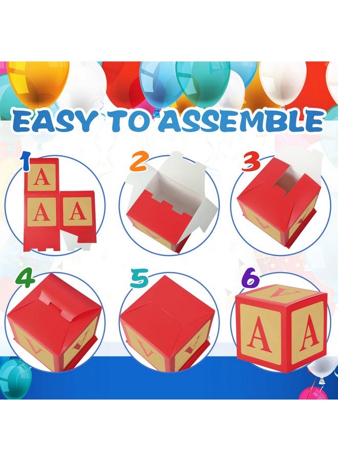 Zhanmai Zhanmai 6 PCS ABC and 123 Balloon Boxes - ABC Alphabet Blocks Colorful Letter Props Boxes for Birthday Cartoon Theme Baby Shower Back to School Party Decorations, 11.8 x 11.8 Inch - Image 4