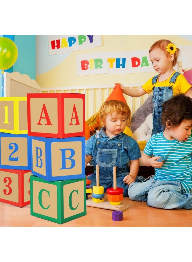 Zhanmai Zhanmai 6 PCS ABC and 123 Balloon Boxes - ABC Alphabet Blocks Colorful Letter Props Boxes for Birthday Cartoon Theme Baby Shower Back to School Party Decorations, 11.8 x 11.8 Inch - Image 3