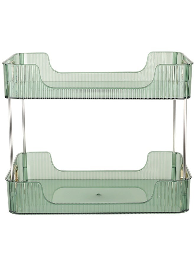 2-Tier Acrylic Stackable Organizer Space-Saving Multi-Purpose Storage Rack for Cosmetics, Perfumes, Skincare, and Kitchen Essentials Modern Countertop Organizer for Bathroom, Kitchen & Vanity (30×25 cm)- Green - Image 3