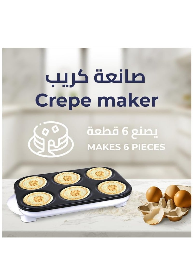 ماركة غير محددة - مجموعة صانعة الكريب غير اللاصقة المكونة من 6 قطع - مقلاة كريب كهربائية مع موزعات العجين والملاعق ودليل الوصفات، مثالية للكريب والفطائر والمزيد، سهلة التنظيف ومتينة - Image 1