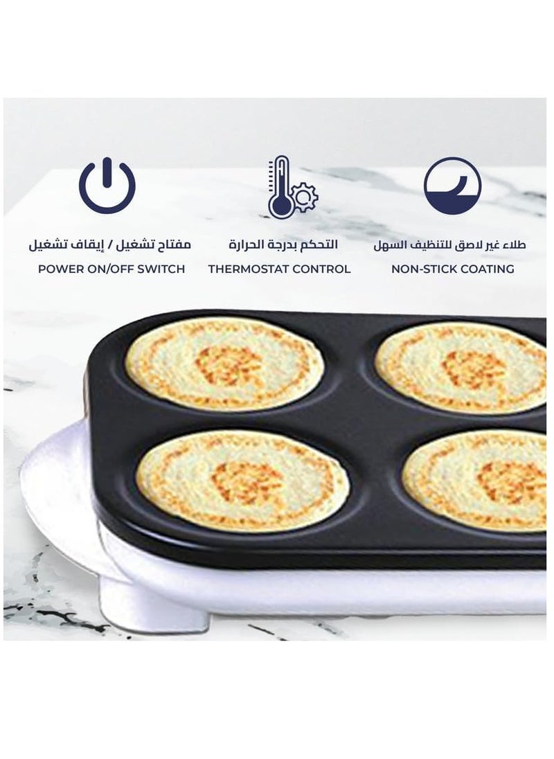 ماركة غير محددة - مجموعة صانعة الكريب غير اللاصقة المكونة من 6 قطع - مقلاة كريب كهربائية مع موزعات العجين والملاعق ودليل الوصفات، مثالية للكريب والفطائر والمزيد، سهلة التنظيف ومتينة - Image 1