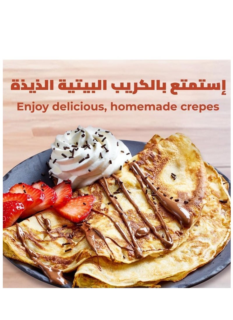 ماركة غير محددة - مجموعة صانعة الكريب غير اللاصقة المكونة من 6 قطع - مقلاة كريب كهربائية مع موزعات العجين والملاعق ودليل الوصفات، مثالية للكريب والفطائر والمزيد، سهلة التنظيف ومتينة - Image 1