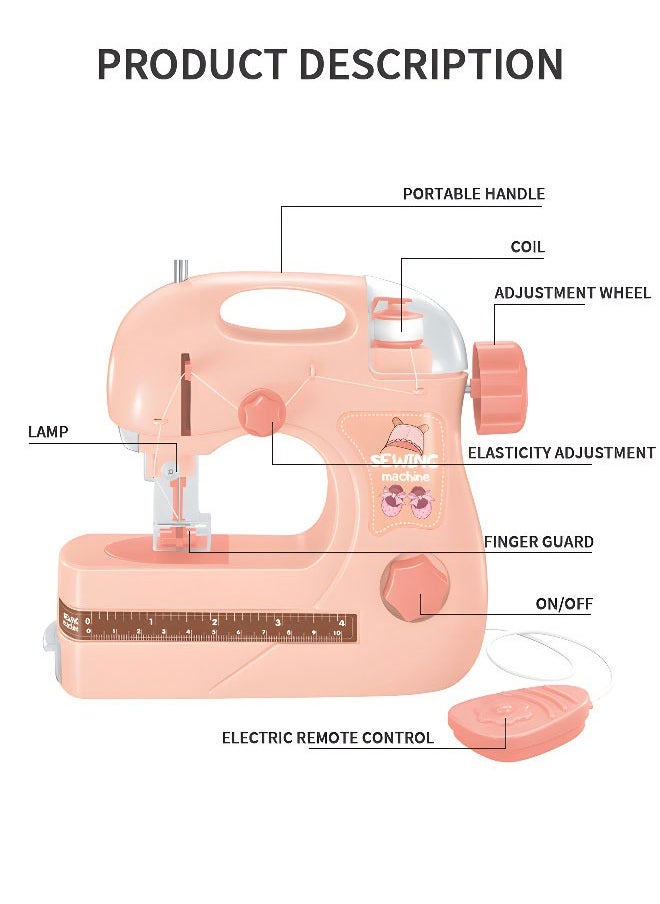 GROIC Portable Mini Sewing Machine with Light,DIY Sewing Kit Set,Portable Multi-Purpose Crafting Mending Machine Toy,Pretend Toy for Kids  - Image 2