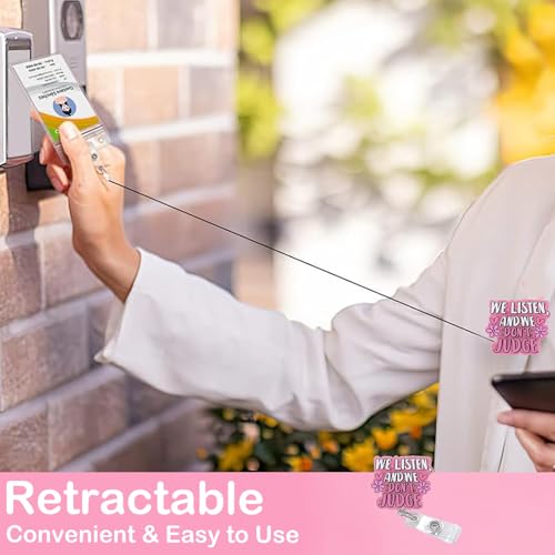 Vozekrod Funny and Cute Badge Reel - We Listen and We Don't Judge Design, Durable Retractable ID Holder for Nurses, Therapists, Counselors, Ideal for Healthcare Workers - Image 4