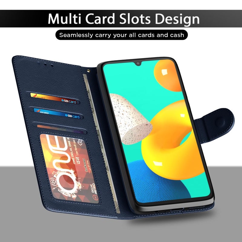 Pikkme Flip Cover Leather Finish | Inside TPU with Card Pockets | Wallet Stand and Shock Proof | Complete Protection Flip Case for Samsung Galaxy M14 5G(Blue) - Image 5