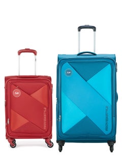 Converge Plus Set of 2 Luggage | Push Button Trolley| Anti Theft Zipper| Polyester | Cabin- 20 inch- Red, Large-28 Inch- Light Blue