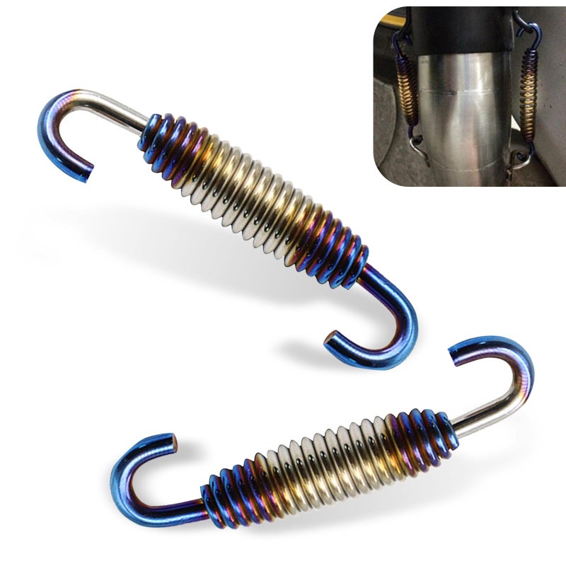 waswale 2 PCS Motorcycle Exhaust Muffler Spring 40 mm60 mm Extended Range Stainless Steel Exhaust Reinforced Spring Hook Retrofit Parts for Riding Motorcycles Scooters ATVs Half Blue - Image 3