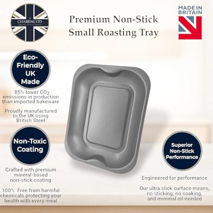 Chabrias Ltd 28Cm Roasting Tin Tray Pan Small Single Portion Superior Double Coated Non Stick Made In England - Image 3