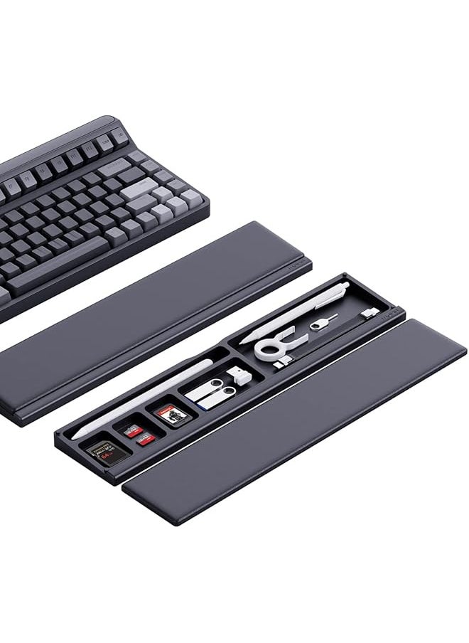 Hagibis - Keyboard Wrist Rest Pad Support With Desktop Partition Storage Case Ergonomic Soft Memory Foam Anti Slip Rubber Base For Computer Keyboard Laptop Office Home Black - Image 1