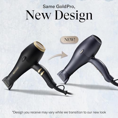 Bio Ionic GoldPro Hair Dryer, Blue, Moisturizing Heat Technology & 24K Gold MX, Ultra-Powerful 1875W AC Motor, Lightweight Blow Dryer with Ergonomic Handle, Multi-Speed Settings - Image 2