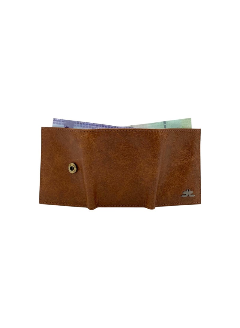 LAVERI LEATHER Compact Trifold Cards & Cash Wallet # 1891 Button - Image 4