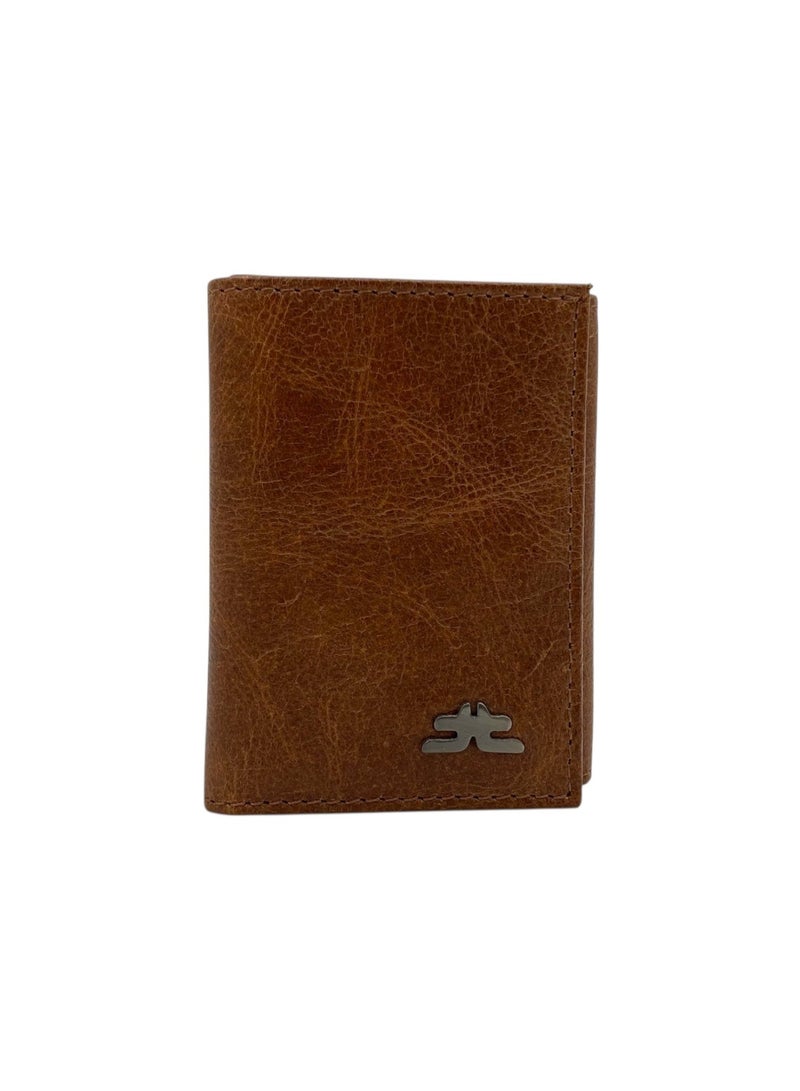 LAVERI LEATHER Compact Trifold Cards & Cash Wallet # 1891 Button - Image 2