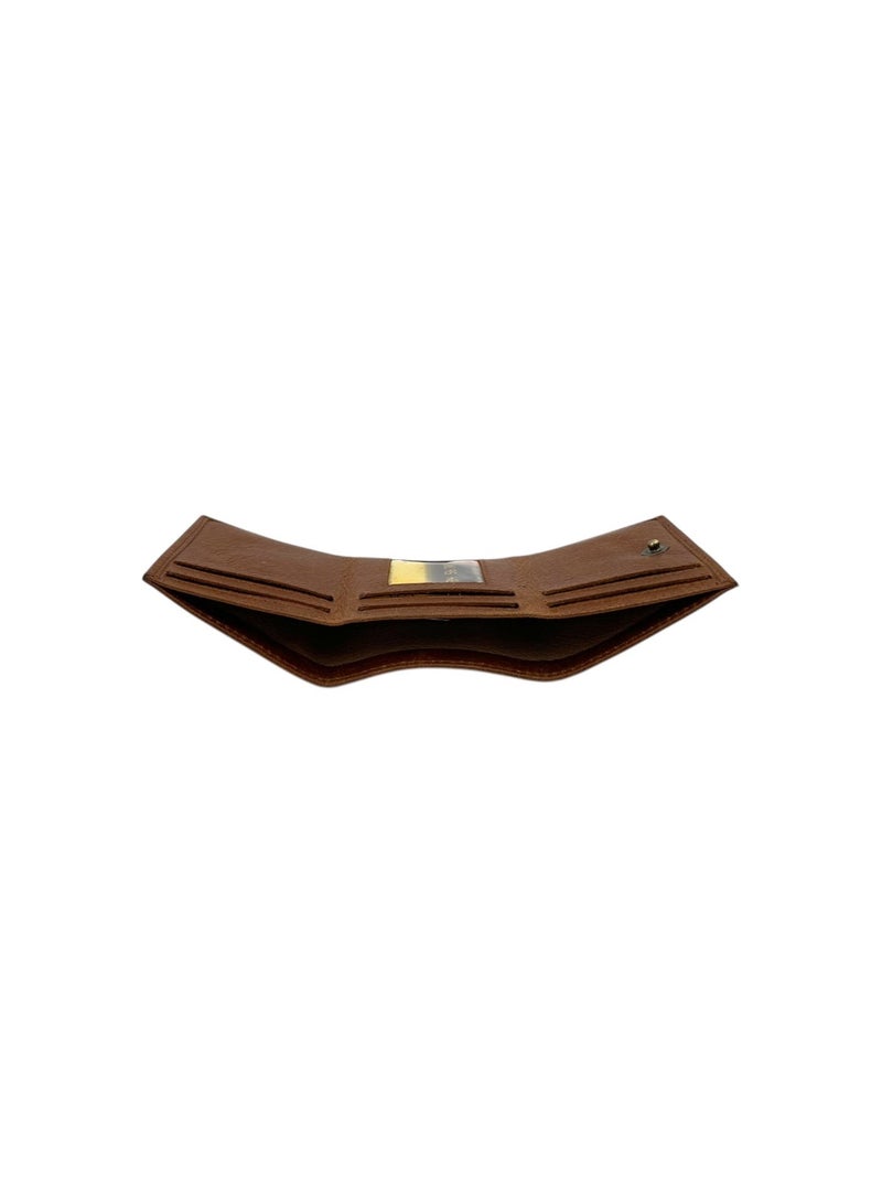 LAVERI LEATHER Compact Trifold Cards & Cash Wallet # 1891 Button - Image 3