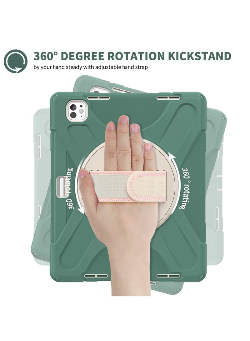 Rock Pow Case for iPad Pro 13 Inch Case (M5/M4) 2025/2024 Heavy Duty Rugged Durability Silicone Tablet Cover with 360° Rotating Hand Strap Foldable Hidden Stand Cover for iPad Pro 13 inch - Image 4