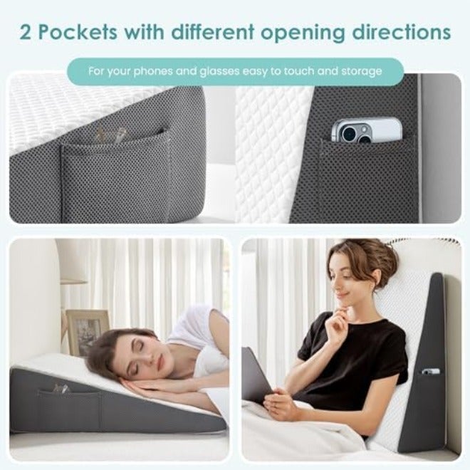 7.5" Bed Wedge Pillow for Sleeping After Surgery, Back Support, Leg Elevation, Gerd Acid Reflux, Relief Neck Pain, Sleep Apnea, Snoring, Cooling Bamboo Memory Foam Triangle Incline  Wedge - Image 5