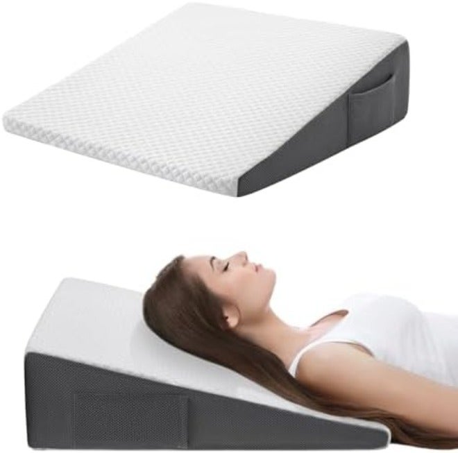 7.5" Bed Wedge Pillow for Sleeping After Surgery, Back Support, Leg Elevation, Gerd Acid Reflux, Relief Neck Pain, Sleep Apnea, Snoring, Cooling Bamboo Memory Foam Triangle Incline  Wedge - Image 3