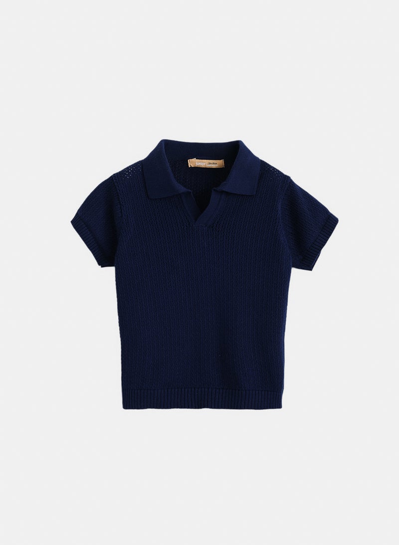 Junior Baby Boys Knitted Polo - Image 1