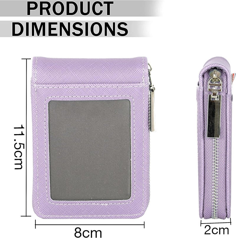 Storite PU Leather 9 Slot Vertical Credit Debit Card Holder Money Wallet Zipper Coin Purse for Men Women (Lightpurple - 11.5 x 2 x 8 Cm) - Image 2