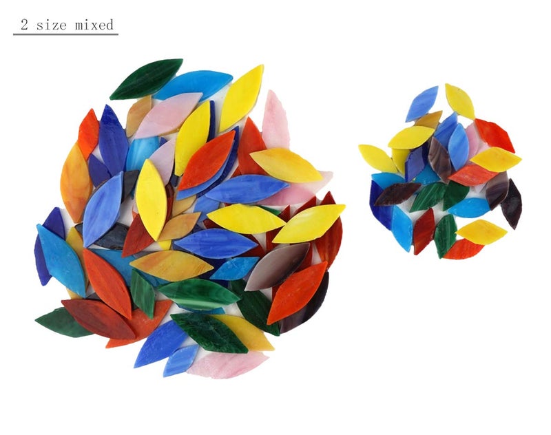 Lanyani Bright Glass Petal Mosaic Tiles, Hand-Cut Stained Glass Flower Leaves Tiles for Crafts, 100 Pieces Assorted Size&Colorsâ€¦ - Image 4