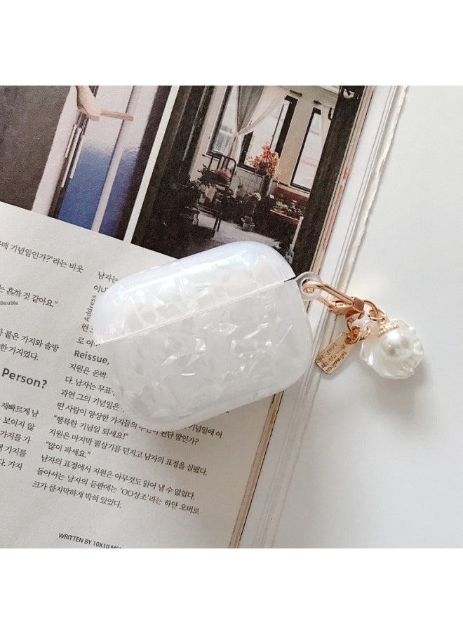 Generic - Suitable For AirPods 4 Headset Protective Cover Cartoon Shell Pattern For Apple1/2/3 Generation Pro2 Bluetooth Pendant Bracelet-Color:Shell Pattern + Shell Pendant-White-Model:Airpods 4 (protective Case) - Image 1
