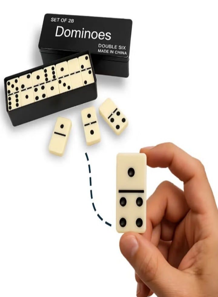 High Quality 28 Piece Double Domino Set for Entertaining Family and Friends - Durable Design for All Ages (Black)  - Image 1