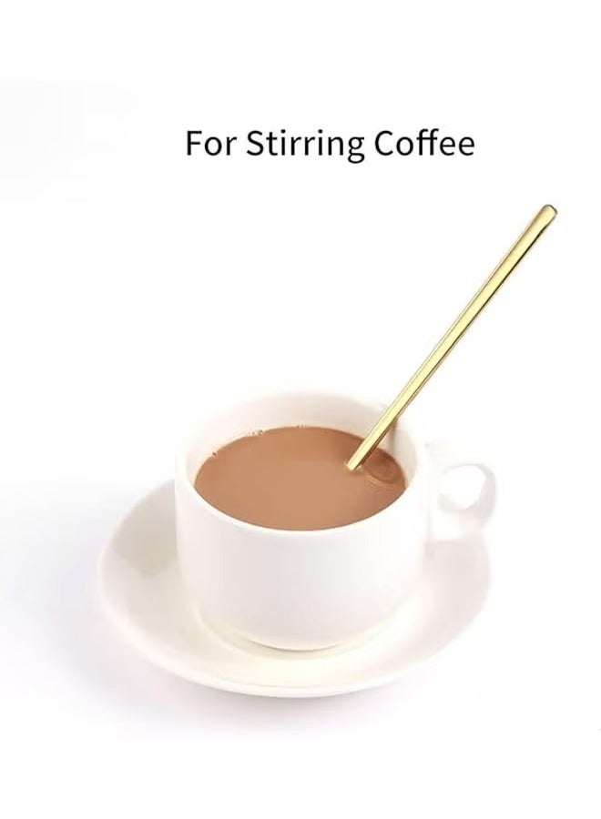 6 PCS  Coffee Spoons Stainless Steel Small Round Spoon Stirring Spoons Tea Spoons Long Handle Gold Teaspoons Ice Tea Spoons Long Spoons for Stirring Gold Espresso Spoons Stainless Steel（Gold）  - Image 5