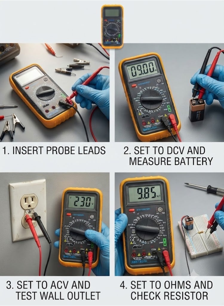 MASTECH Digital Multimeter With Tests DC/AC Voltage And Current, Resistance, Capacitance Frequency And Temperature - Image 2