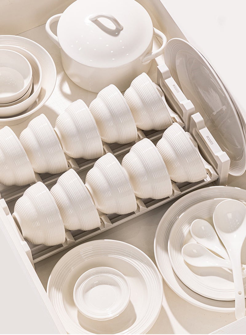 16 - Piece High - Quality Ceramic Dinnerware Set, Pure White With Thread Pattern, Great For Home Dining And Gifting, Minimalist & High - End - Image 5