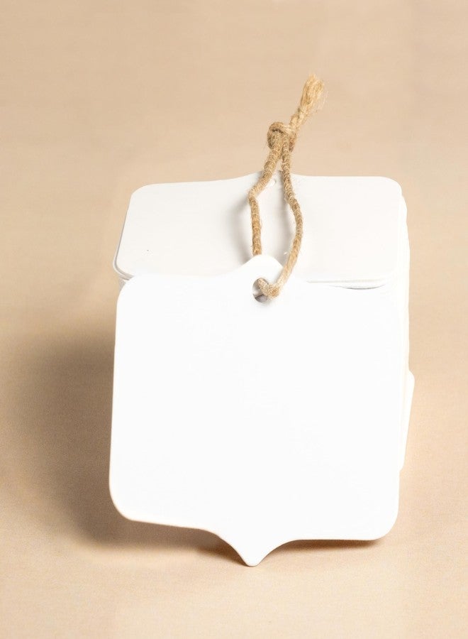 Rousrie Price Tags with String Attached for Jewelry, Clothing, Garage Supplies, Merchandise Pricing Tags in White Color for Small Inventory, Hang Strings for Labeling Along with Black Marker (500, Style 4) - Image 1