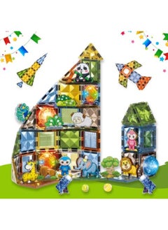 AlsayedP 82 Pcs Diamond Magnetic Bricks Animal Paradise Creative Magnetic Building Blocks Toy Set for Kids Educational Magnetic Tiles for Boys and Girls (Animal 82pcs)  - Image 1