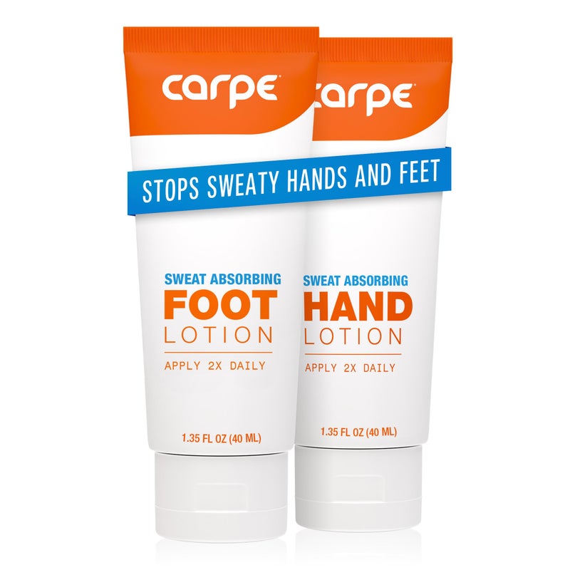 Carpe Sweat Absorbing Hand & Foot Lotion Bundle, Stop Sweaty Hands and Sweaty,Smelly Feet, Dermatologist Recommended - Image 1