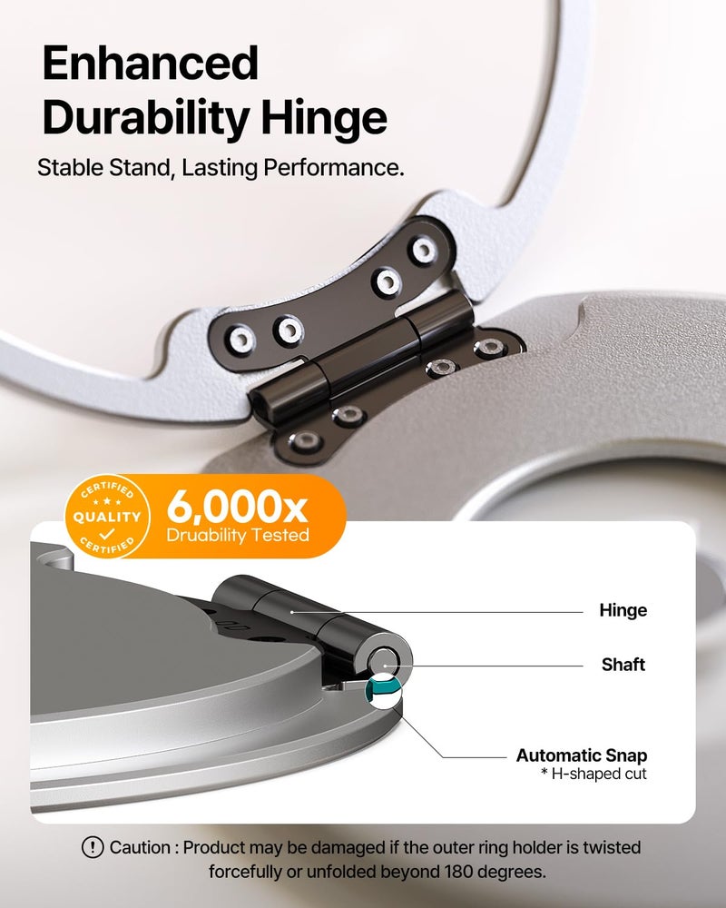 سينجيمورو Sinjimoru Magnetic Phone Grip for MagSafe, Kick-Out Ring Stand, Silver - Image 5
