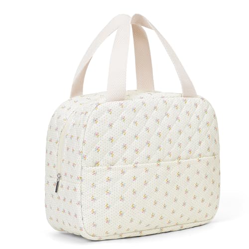 BBIQI Cute Lunch Box for Women Quilted Lunch Bag Insulated Floral Lunch Bag for Work Office Picnic