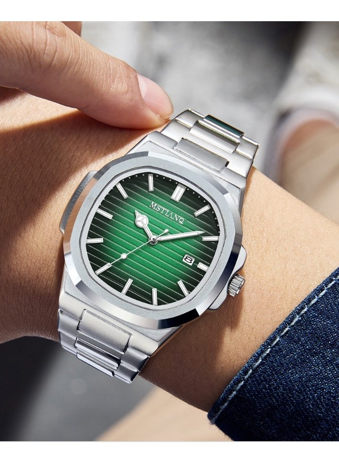 MSTIANQ Watches for Men Stainless Steel Quartz Water-Resistant Men's Watch Green 40mm Dial  - Image 2