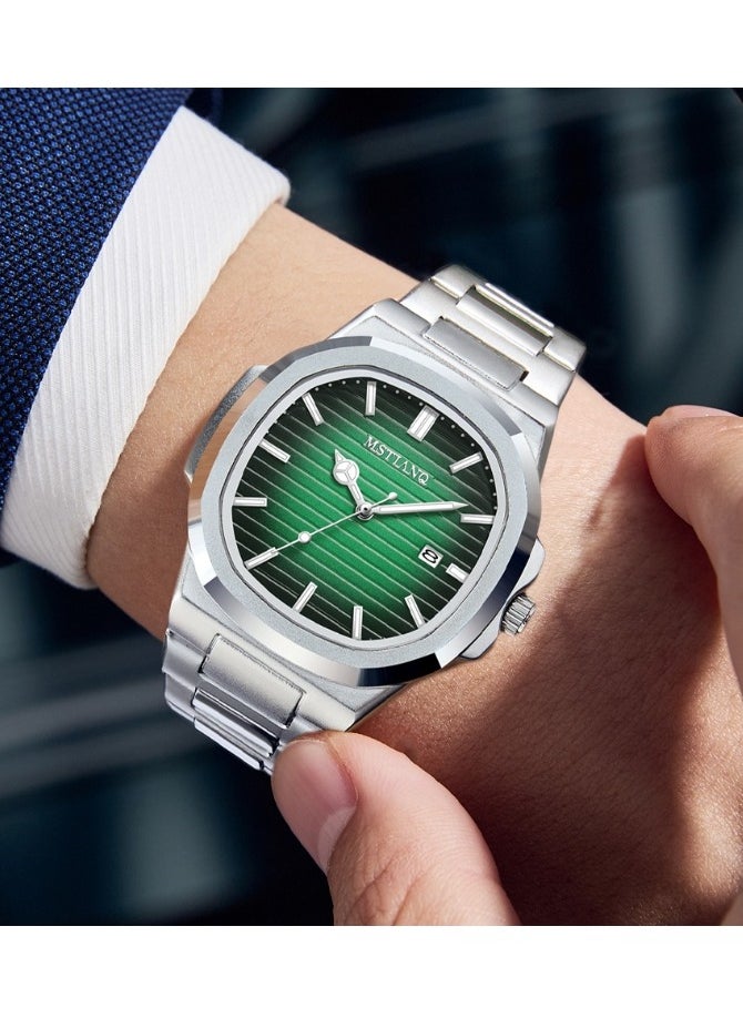 MSTIANQ Watches for Men Stainless Steel Quartz Water-Resistant Men's Watch Green 40mm Dial  - Image 3