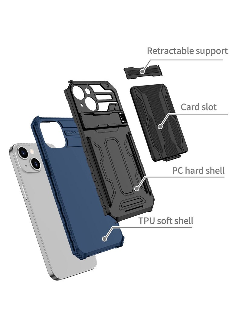 iPhone 14 Plus Case Cover with wallet Slider Credit Card holder Slot [3-4 cards] Kickstand and Cmaera Len Protector Anti-scratch Anti-fingerprint Full Body Back Cover Phone Accessories  - Image 3