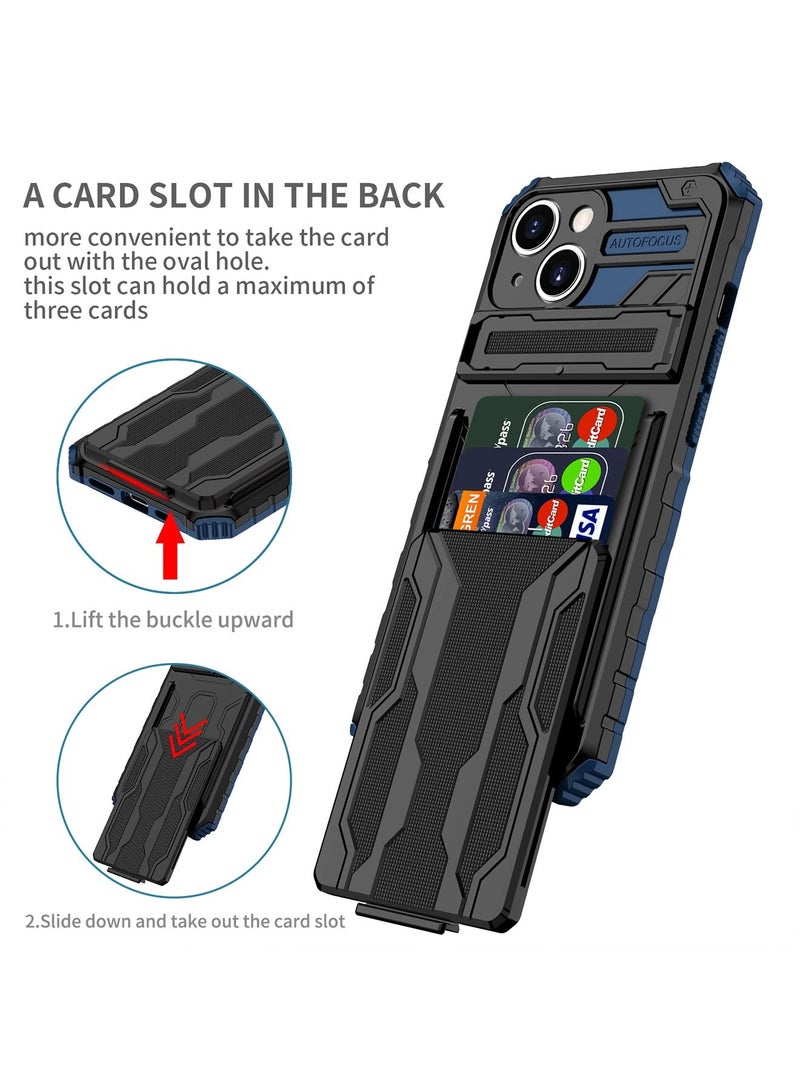 iPhone 14 Plus Case Cover with wallet Slider Credit Card holder Slot [3-4 cards] Kickstand and Cmaera Len Protector Anti-scratch Anti-fingerprint Full Body Back Cover Phone Accessories  - Image 2