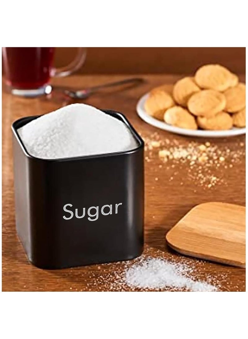 عربست مجموعة تخزين أدوات المطبخ من 3 قطع من الفولاذ المقاوم للصدأ بسعة كبيرة، منظم للسكر، صندوق تخزين الشاي، برطمانات تخزين القهوة، مجموعة تخزين حاويات المطبخ بأغطية من الخيزران - Image 3