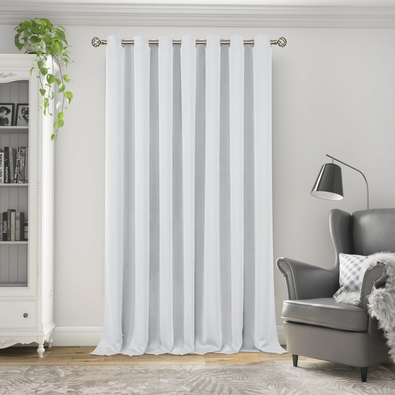 BGment Extra Long Curtain 108 Inch Long for Patio Sliding Glass Door  Room Darkening Room Divider Curtain Privacy Noise Reduce for Room Separation  1 Panel  100 x 108 Inch  Greyish White - Image 1