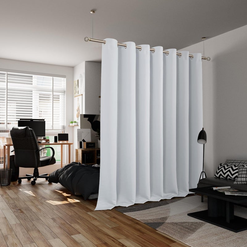 BGment Extra Long Curtain 108 Inch Long for Patio Sliding Glass Door  Room Darkening Room Divider Curtain Privacy Noise Reduce for Room Separation  1 Panel  100 x 108 Inch  Greyish White - Image 2