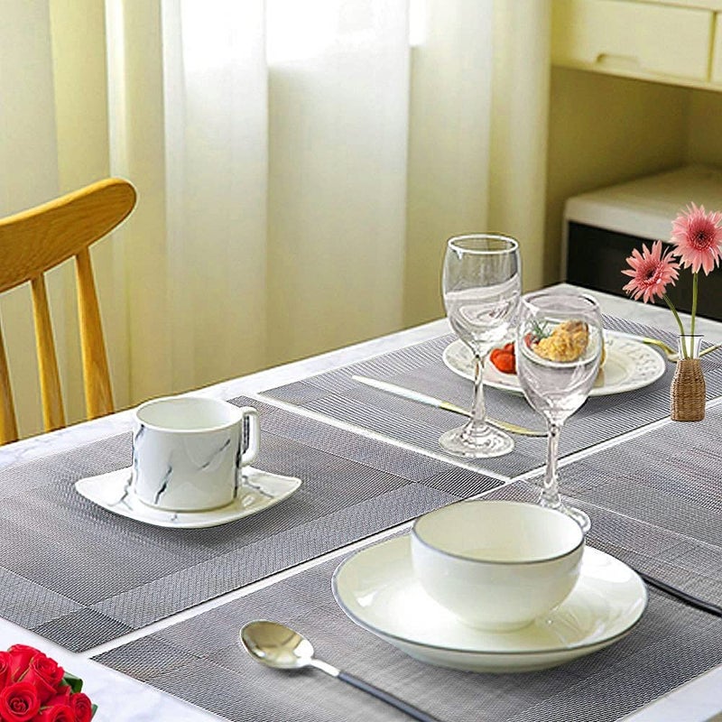 Ramkuwar HeatResistant Woven Vinyl Placemat AntiSkid Stain Washable PVC Table Mat Easy to Wipe Clean for Dinner Table Indoor Outdoor 4 - Image 2
