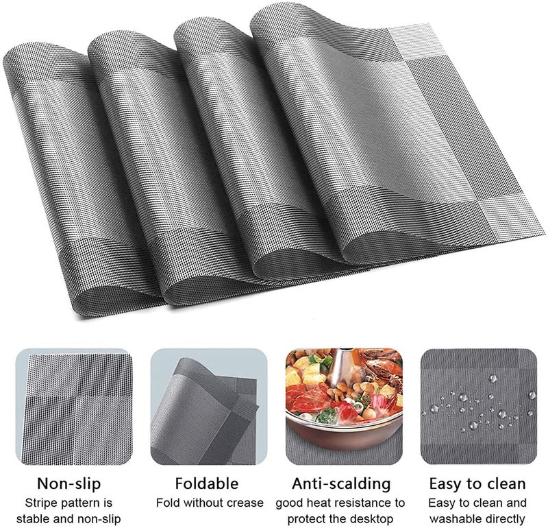 Ramkuwar HeatResistant Woven Vinyl Placemat AntiSkid Stain Washable PVC Table Mat Easy to Wipe Clean for Dinner Table Indoor Outdoor 4 - Image 3