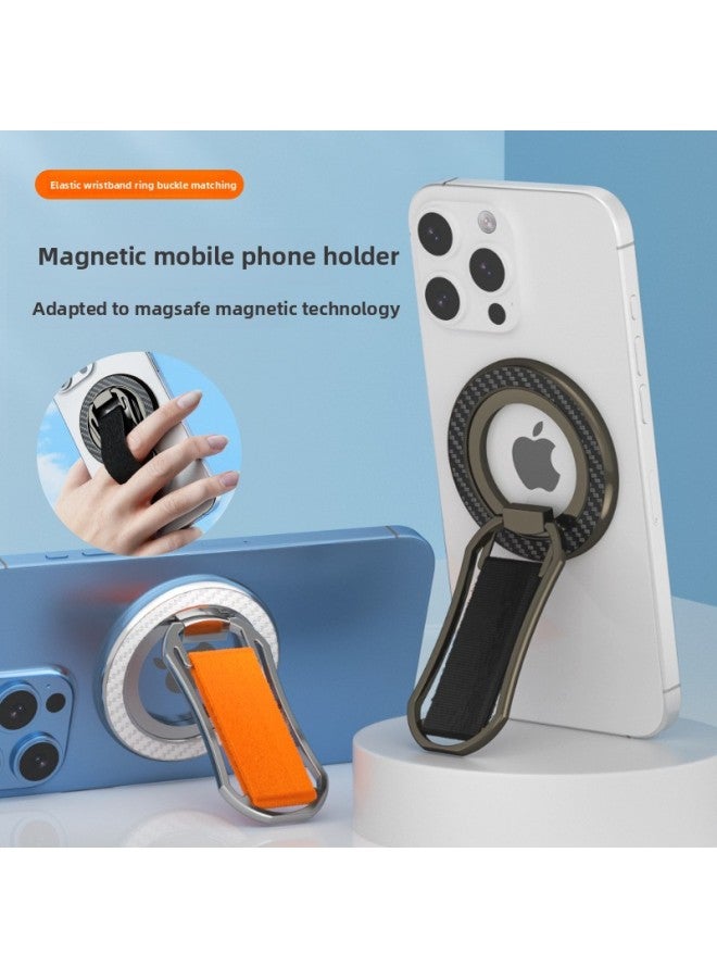 Magsafe Magnetic Finger Ring Bracket Velcro Wrist Strap 360 Degree Rotation Decompression Ultra-thin Folding Portable Bracket-Color:Gray  - Image 2