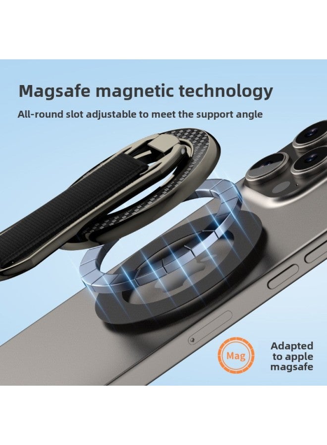 Magsafe Magnetic Finger Ring Bracket Velcro Wrist Strap 360 Degree Rotation Decompression Ultra-thin Folding Portable Bracket-Color:Gray  - Image 3