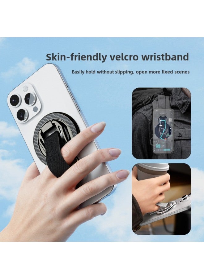 Magsafe Magnetic Finger Ring Bracket Velcro Wrist Strap 360 Degree Rotation Decompression Ultra-thin Folding Portable Bracket-Color:Gray  - Image 4