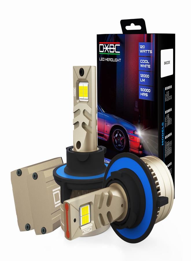 DXB-C Midnight H13/9008 160W 12000LM SET 6500K LED Car Headlights 300% Brightness New 6500K Cool White Bulb High Beam and Low Beam Pack of 2 - Image 1