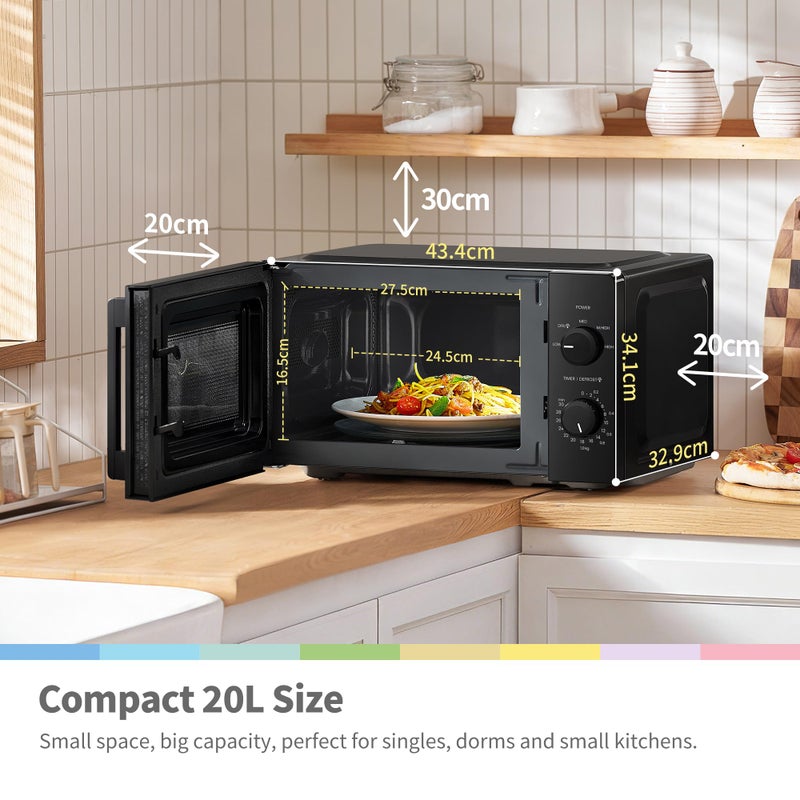 COMFEE' 20L Compact Microwave, 700W Black Solo Manual Microwave with Inverter,5 Power Levels,Quick Defrost,Easy Clean,Dial Timer,Small for Kitchen- CMO-MM202NF(BK) - Image 2