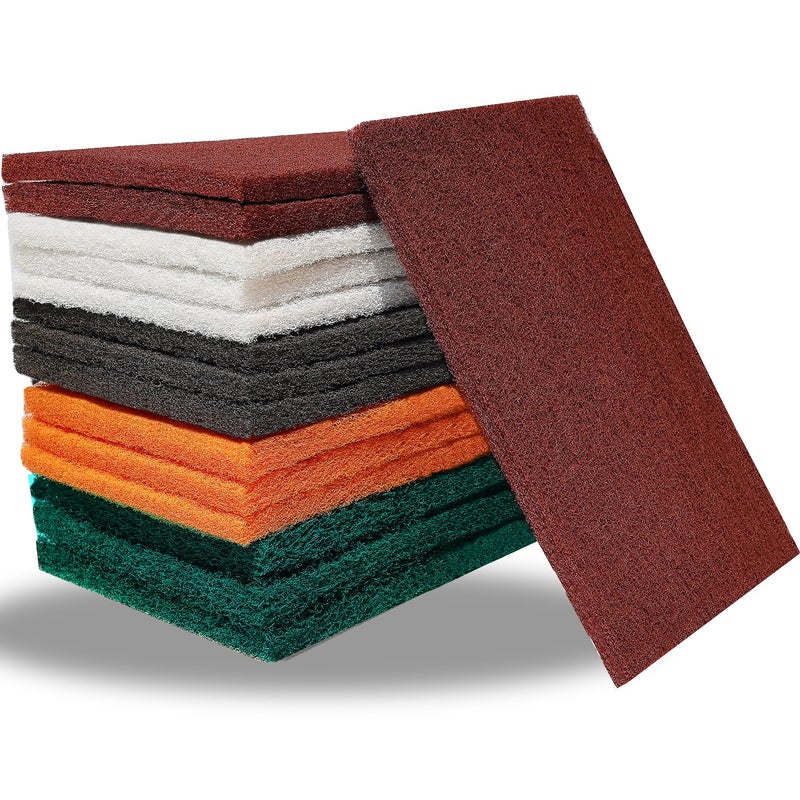 Tonmp 15 Pack 6 x 9 Inch Hand Pads Coarse Medium Fine Superfine 5 Different Specifications Assortment General Purpose Scouring Pad Ideal for Garden Tools and GrillsAutomotive Body Tools