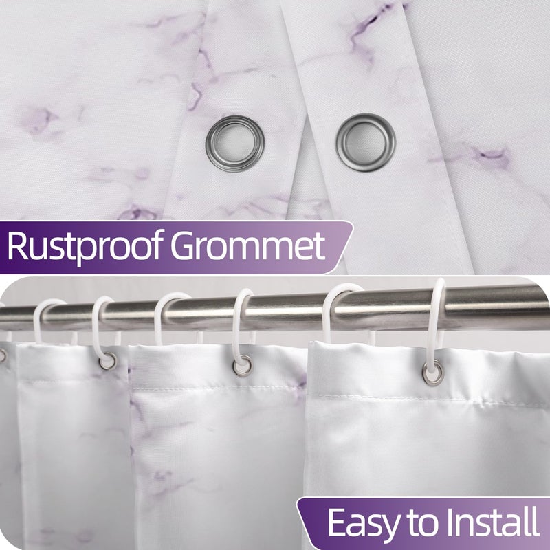 Uiiooazy Purple Shower Curtain, Abstract Marble Shower Curtain for Bathroom Waterproof Fabric Shower Curtain Set with Hooks 72x72 inches - Image 4